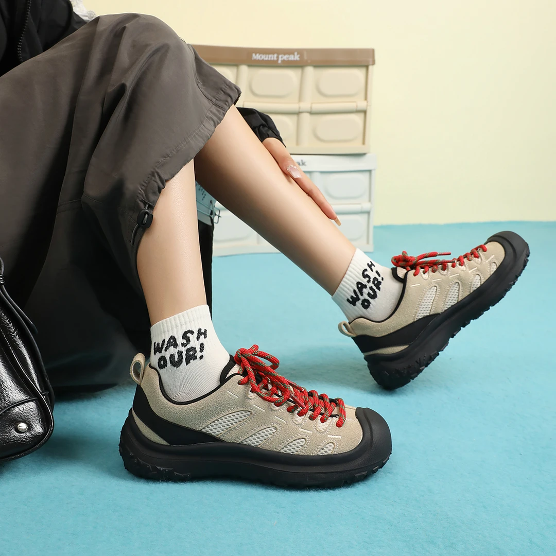 （清仓）防滑丑萌户外鞋女2024春季新款厚底运动休闲鞋女徒步登山鞋