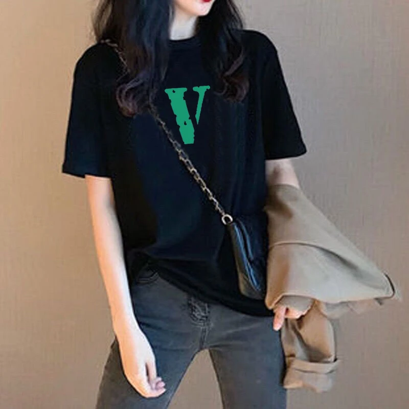 2025新款黑色圆领短袖t恤女夏季欧货纯棉简约别致显瘦设计感上衣