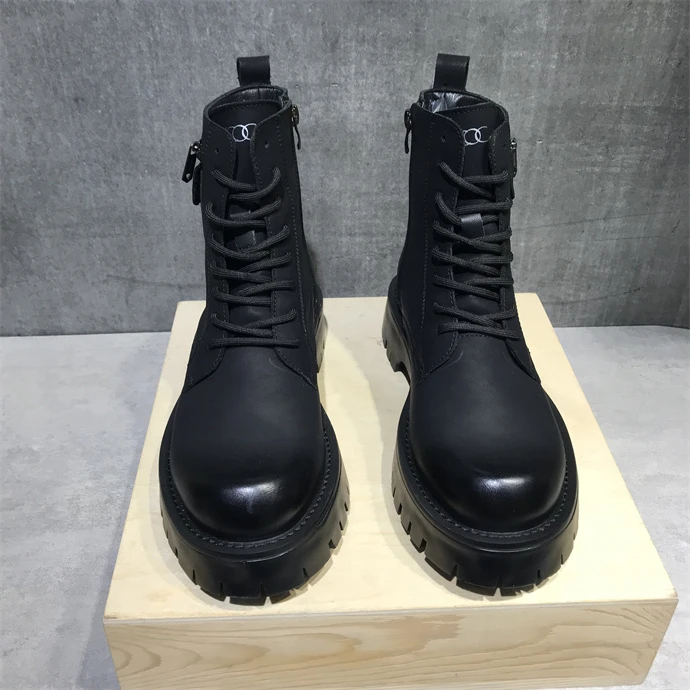 高帮马丁靴男2022秋季新款英伦风百搭潮流休闲厚底增高男士皮靴