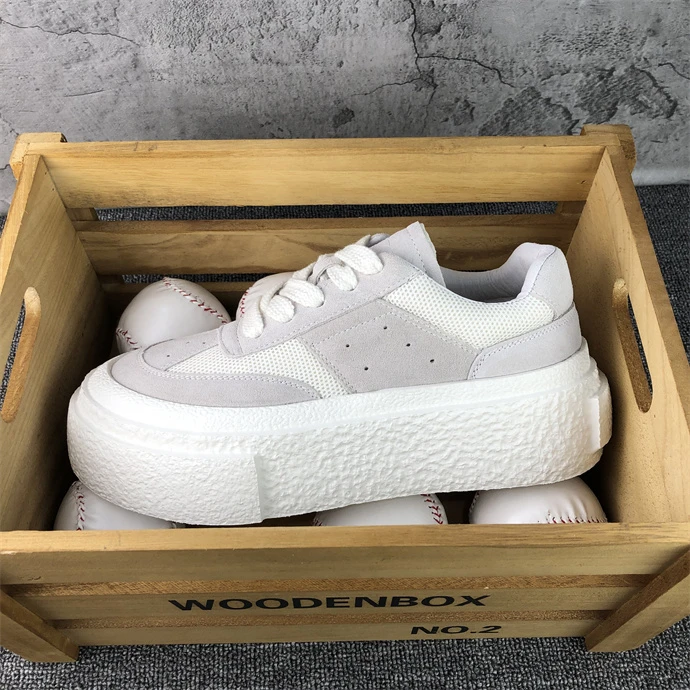 松糕底小白鞋男夏季新款网面透气厚底增高6厘米时尚低帮百搭板鞋