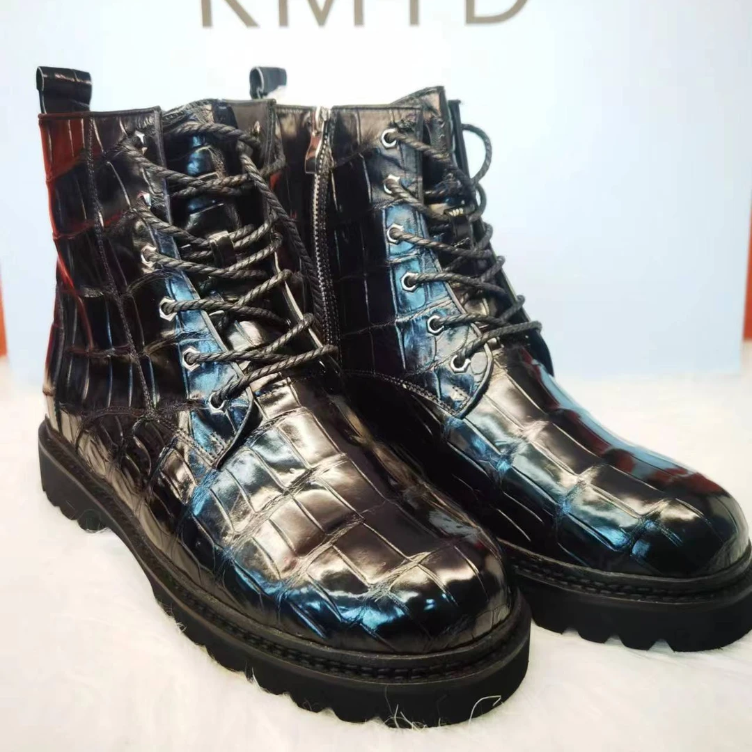 鳄鱼皮商务休闲高帮马丁靴