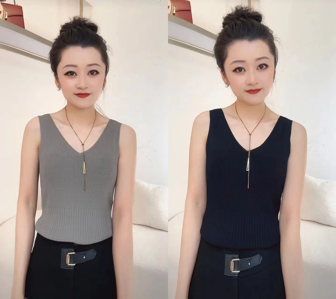 ClotheKlurd2025春夏新款时尚休闲纯色双拼女背心打底