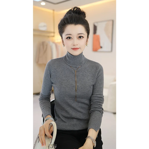 ClotheKlurd冬季高领高品质针织女士保暖长袖针织衫百搭打底衫