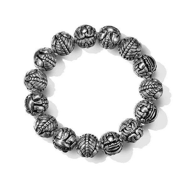 925银手链 纯银貔貅手链男款潮流复古手镯手小众设计中国风加粗厚