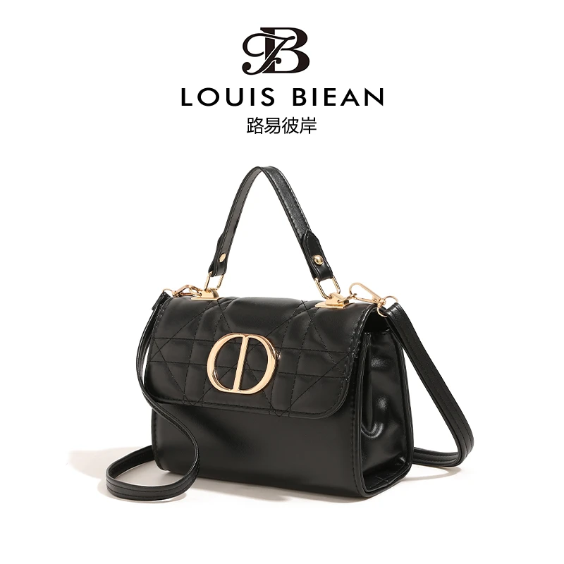 质感菱格链条小方包2024新款锁扣女包手提单肩斜挎包3105黑