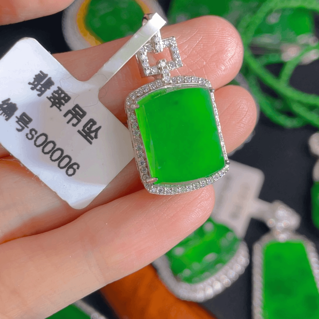 翡翠吊坠(不含链)银S925镶嵌