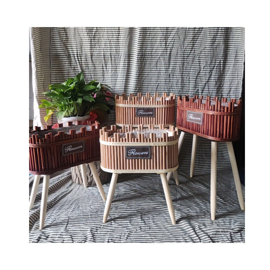 木棍四腿花架田园百搭花盆装饰种花绿萝蝴蝶兰花凳纯手工天然艺品