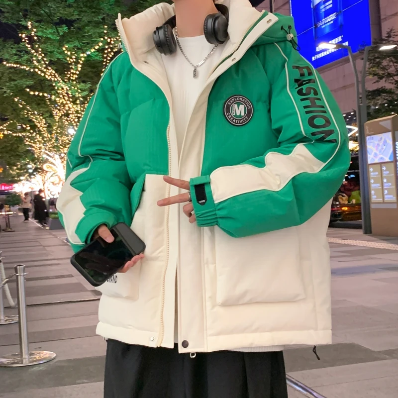 羽绒服男装秋冬季2023新款青少年学生男士连帽宽松加厚男生外套