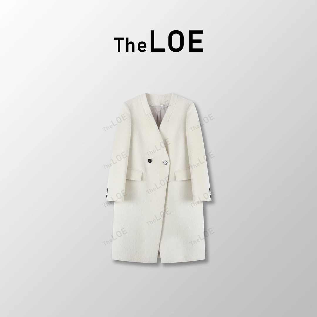 TheLOE/「无领苏力大衣」定纺加密羊驼毛绵羊毛v领大衣#LE-58133