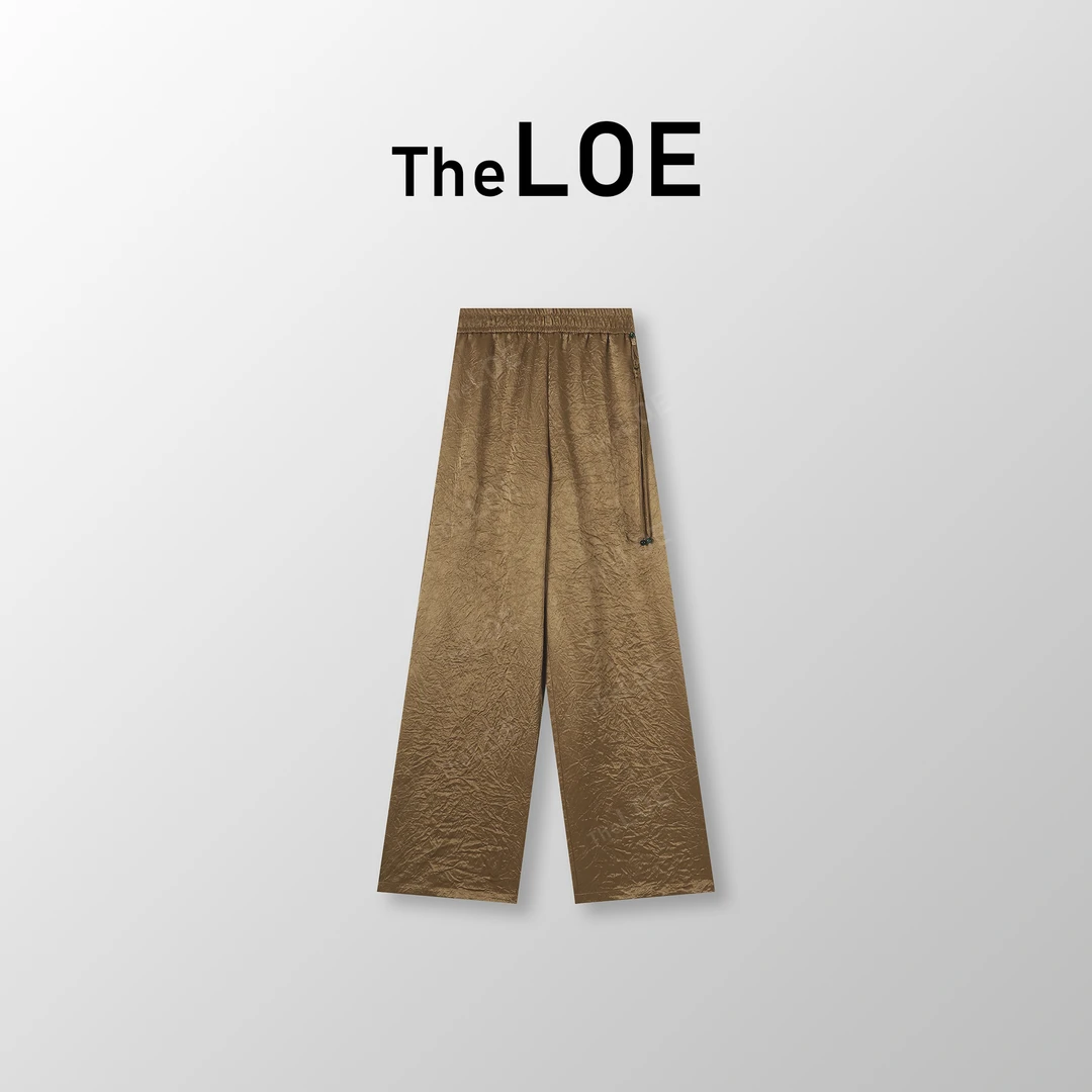 TheLOE/[裸感发财裤]百分醋酸 慵懒褶皱直筒休闲裤#04.04K-G1766