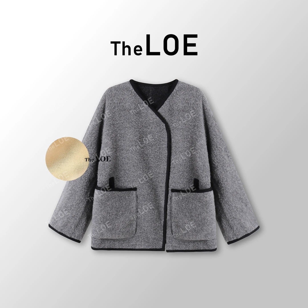 TheLOE/【贝贝羊驼两穿大衣灰】暖冬氛围感 撞色大衣#09.30D-G3017
