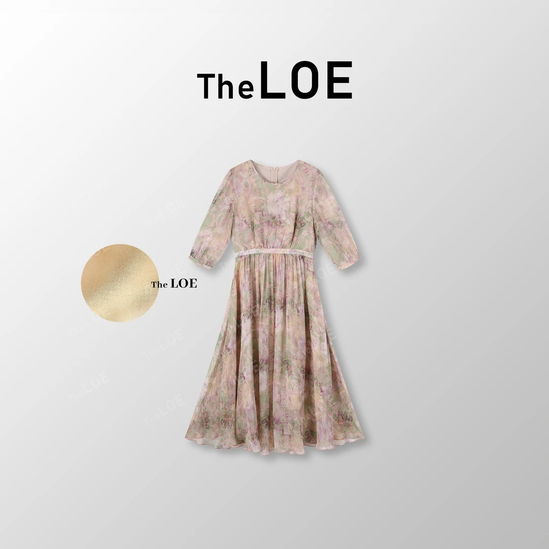 TheLOE/「全真丝松岛半茶」桑蚕丝 油画连衣裙#05.17Q-G1987