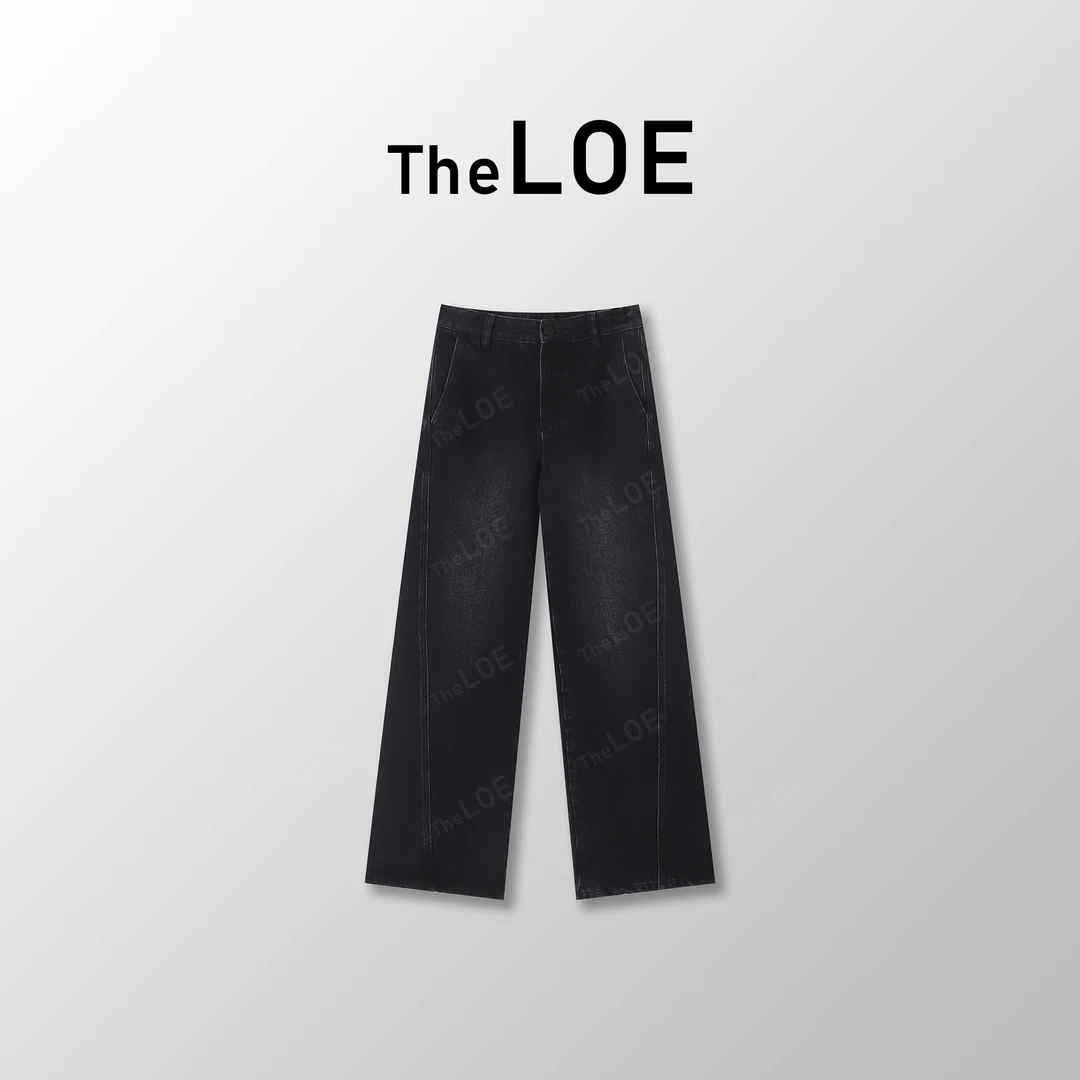 TheLOE/3.7{A大调牛仔裤女装}复古手磨白阔腿牛仔裤#LE-G1565