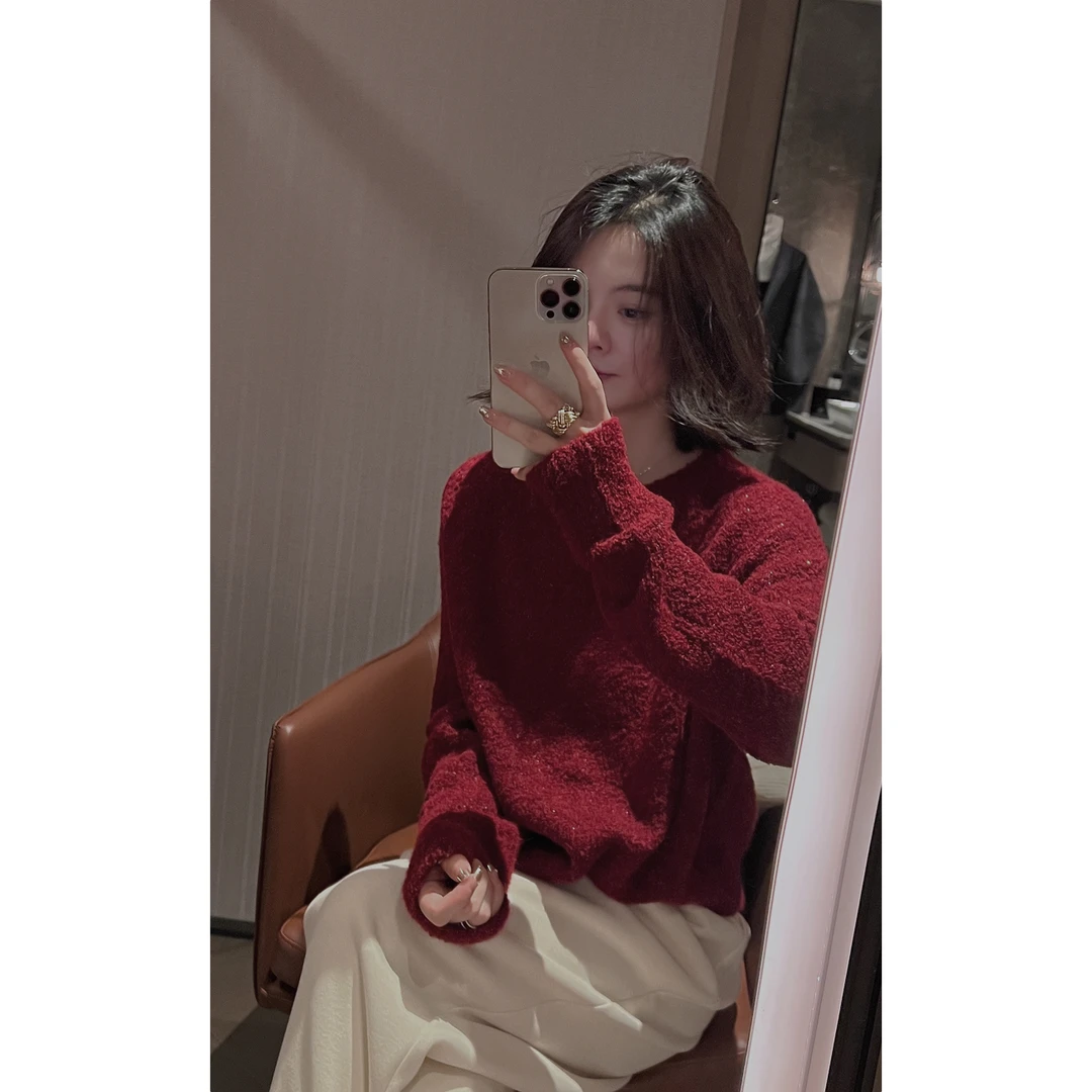 TheLOE/冬装上新【奶油针织】羊驼毛/羊毛 松弛圆领针织衫#LE-9100