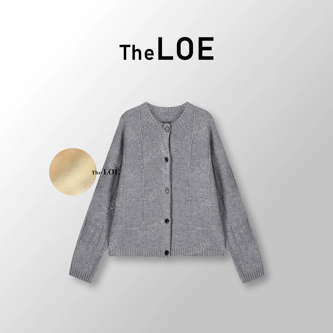 TheLOE/【老钱灰格全羊毛毛衣]圆领格纹亮片针织#11.06ZZ-G7240