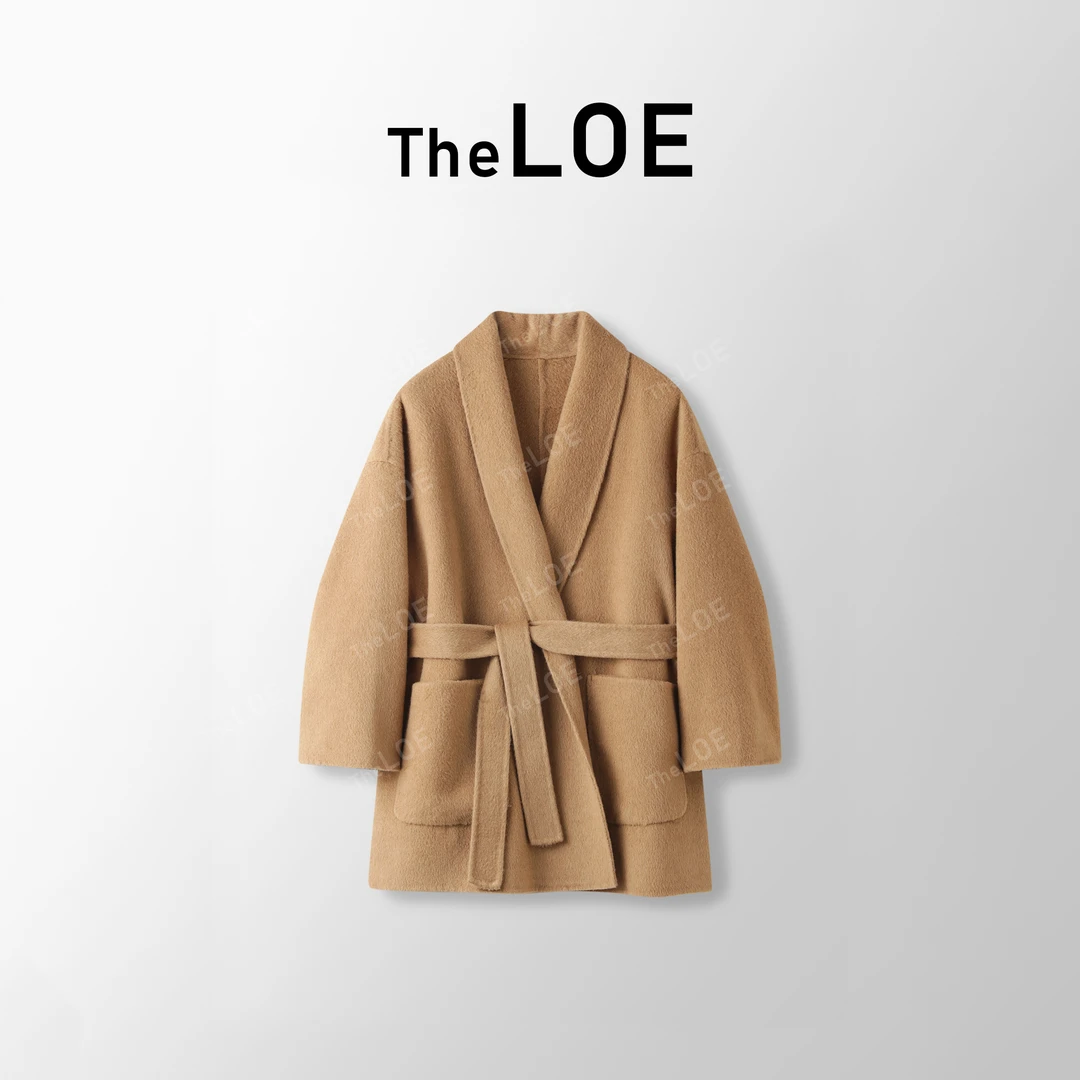 TheLOE/典藏级 嵿细16微米100骆驼绒青果领中长大衣#LE-88073