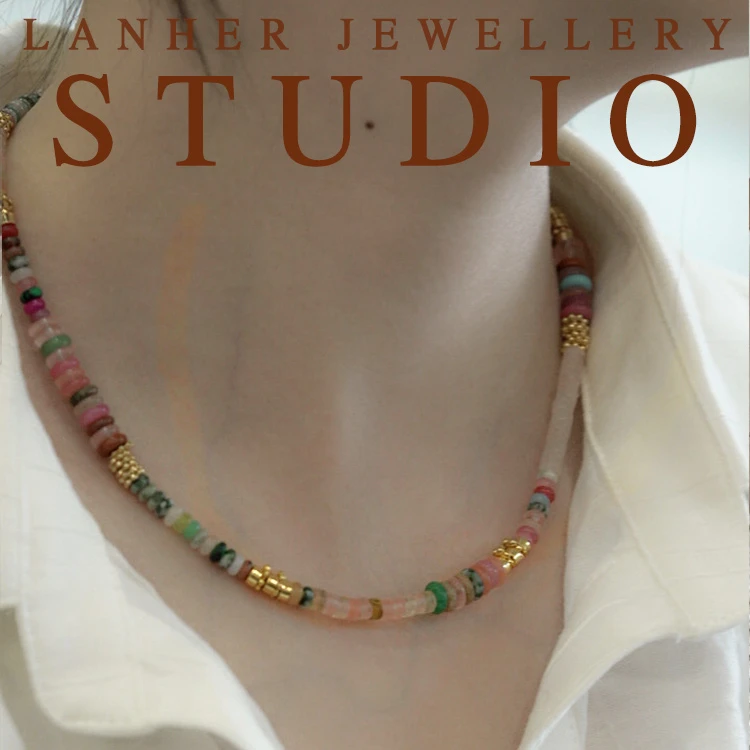 钛钢项链 【粉月光】小众原创串珠项链ins风彩色各项百搭锁骨链x243