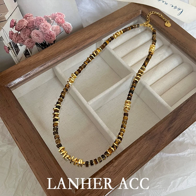 合金项链 【棕榈金】拼接项链小众设计高级感轻奢锁骨颈链X017