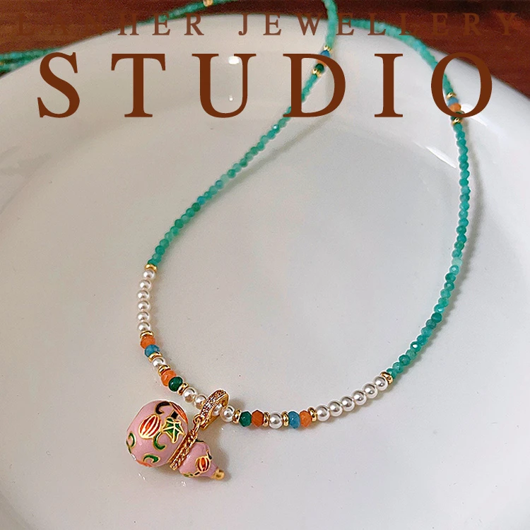 铜合金项链 【小葫芦】原创手工设计新中式小众项链百搭毛衣链X133