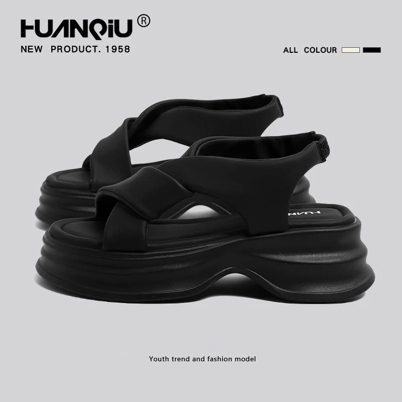 环球罗马凉鞋女2024新款夏季外出薄款耐磨沙滩鞋松糕厚底休闲拖鞋