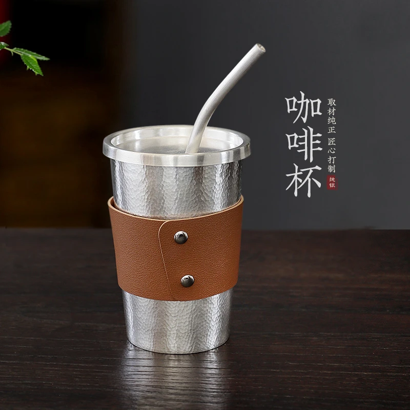滇庆堂马克杯足银999家用冷饮杯手工银水杯咖啡杯足银茶杯银水杯