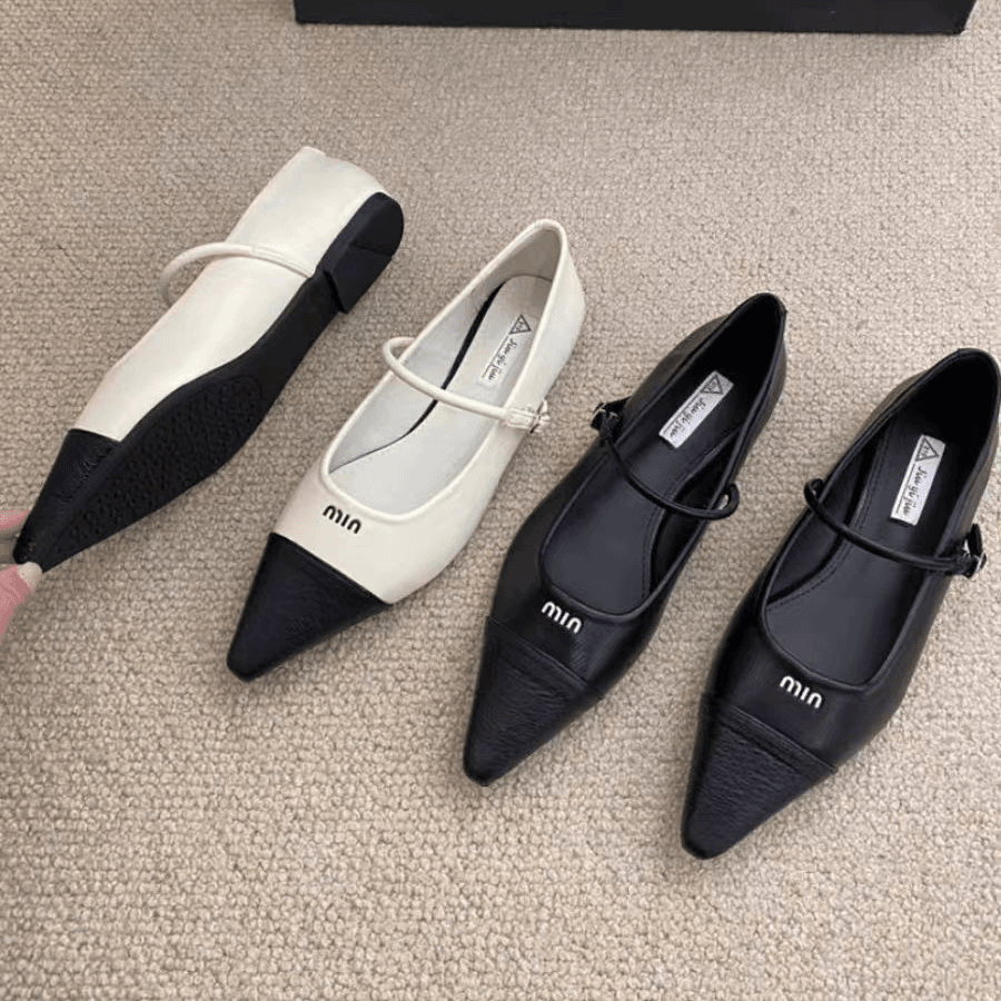 5-400平底法式小香风一字带扣单鞋2024年春季新款名媛风百搭瓢鞋4