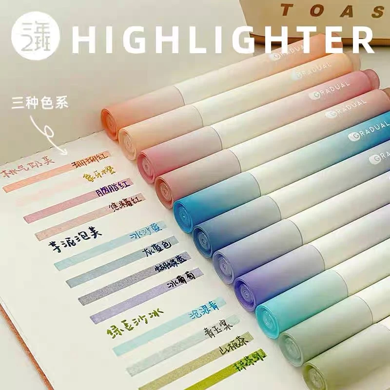 荧光笔标记笔学生用手帐专用手账笔不透色划重点划线做笔记记号笔
