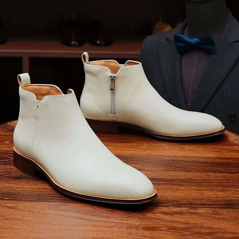 马丁靴男士中高帮2025新款冬季真皮英伦短靴高帮皮鞋商务切尔西靴