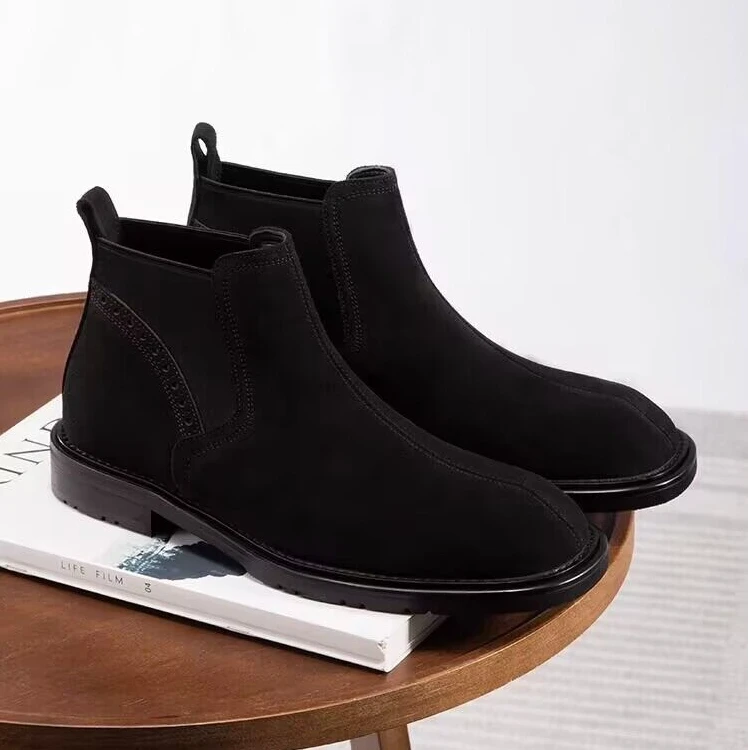 2025冬季新款真皮马丁靴英伦风切尔西靴反绒皮男靴磨砂短靴子男鞋