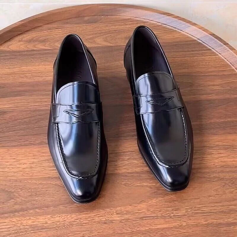 鞋子男款真皮男式皮鞋方头便士乐福鞋英伦百搭商务休闲懒人一脚蹬