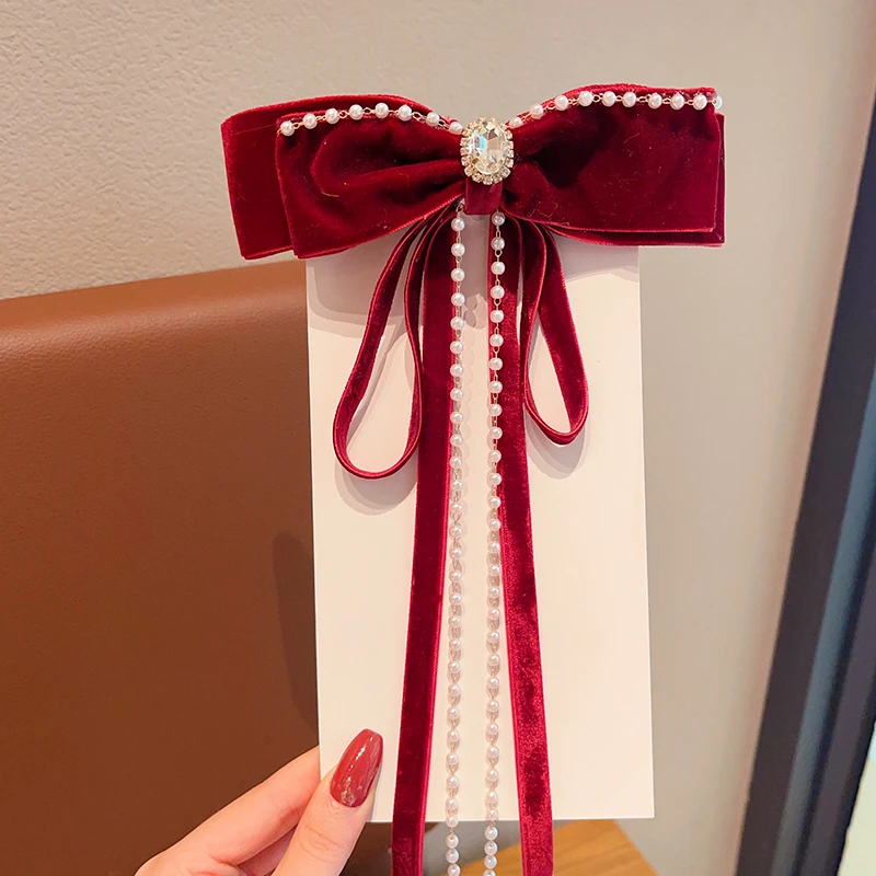 儿童新年公主蝴蝶结头饰女孩后脑勺发夹宝宝过年发饰女童拜年发卡