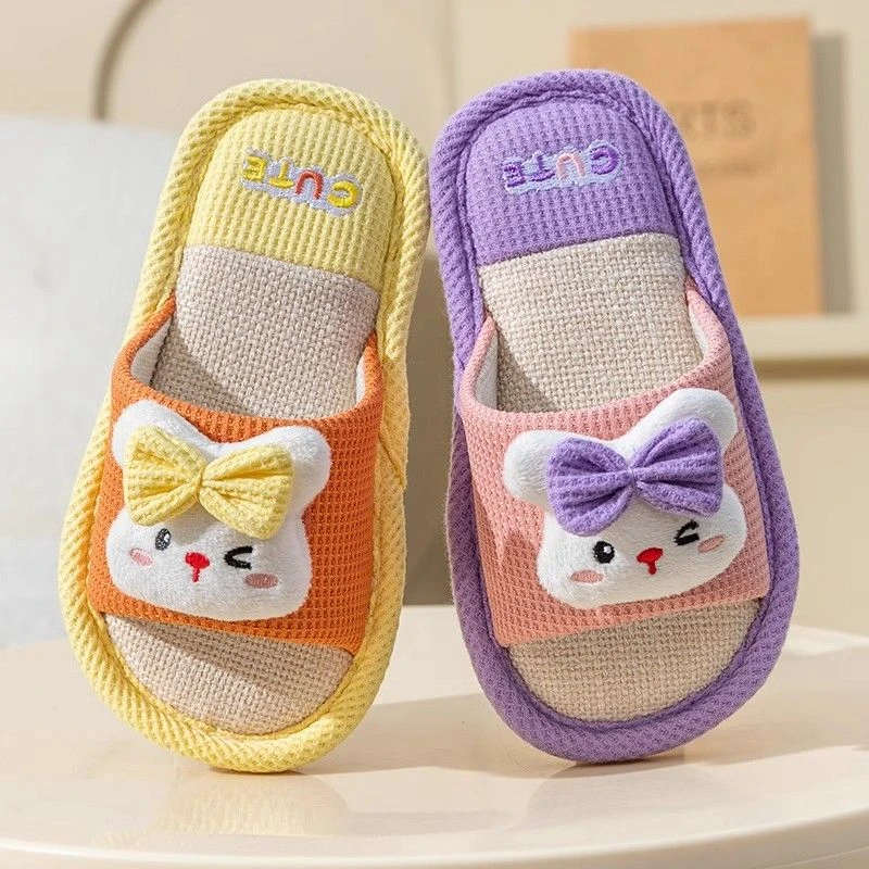 学生可爱亚麻拖鞋女童夏季防滑居家春秋新款宝宝亲子棉麻拖鞋男童