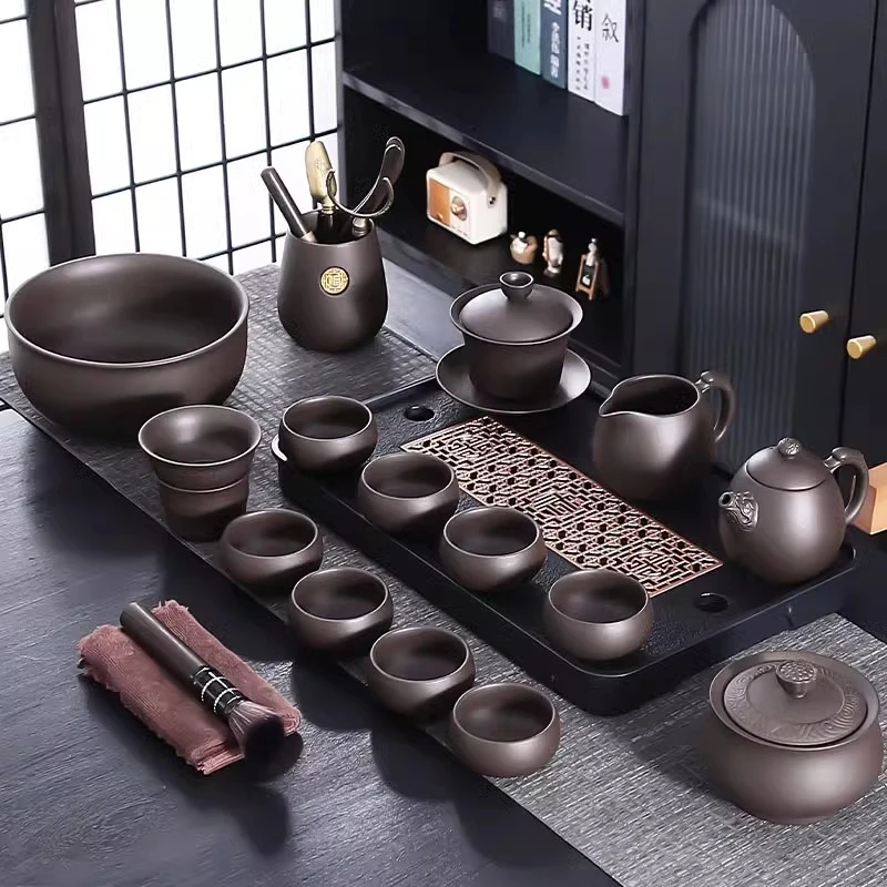 紫砂功夫茶具套装2025新款轻奢高档紫砂壶茶壶茶盘茶杯整套喝泡茶