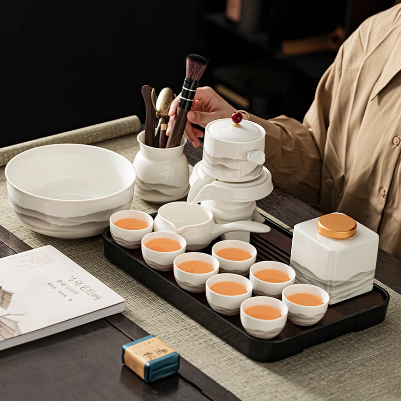 羊脂玉白瓷自动茶具套装家用高档懒人自动泡茶神器冲茶壶中式喝茶