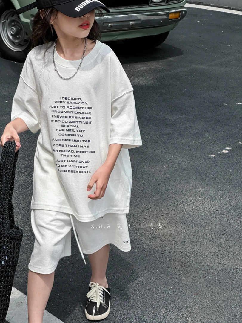 儿童套装夏季2024新款宽松韩版休闲女童洋气两件套中大童运动百搭