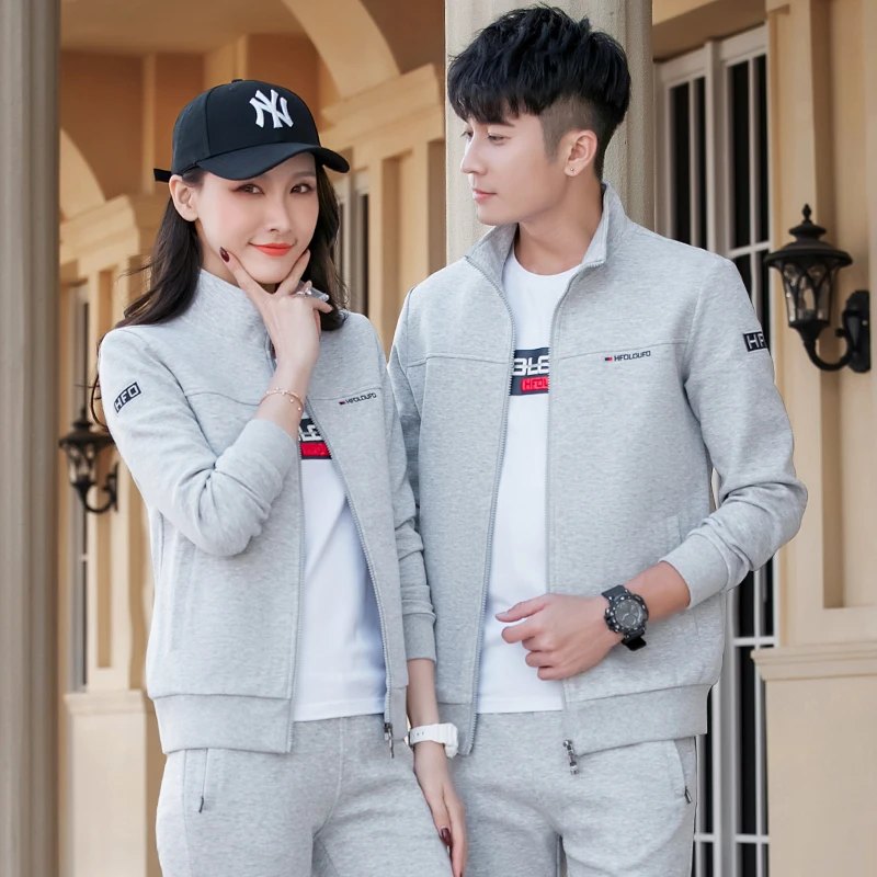 休闲运动套装男士春秋季运动服2025新款简约情侣外套跑步服三件套