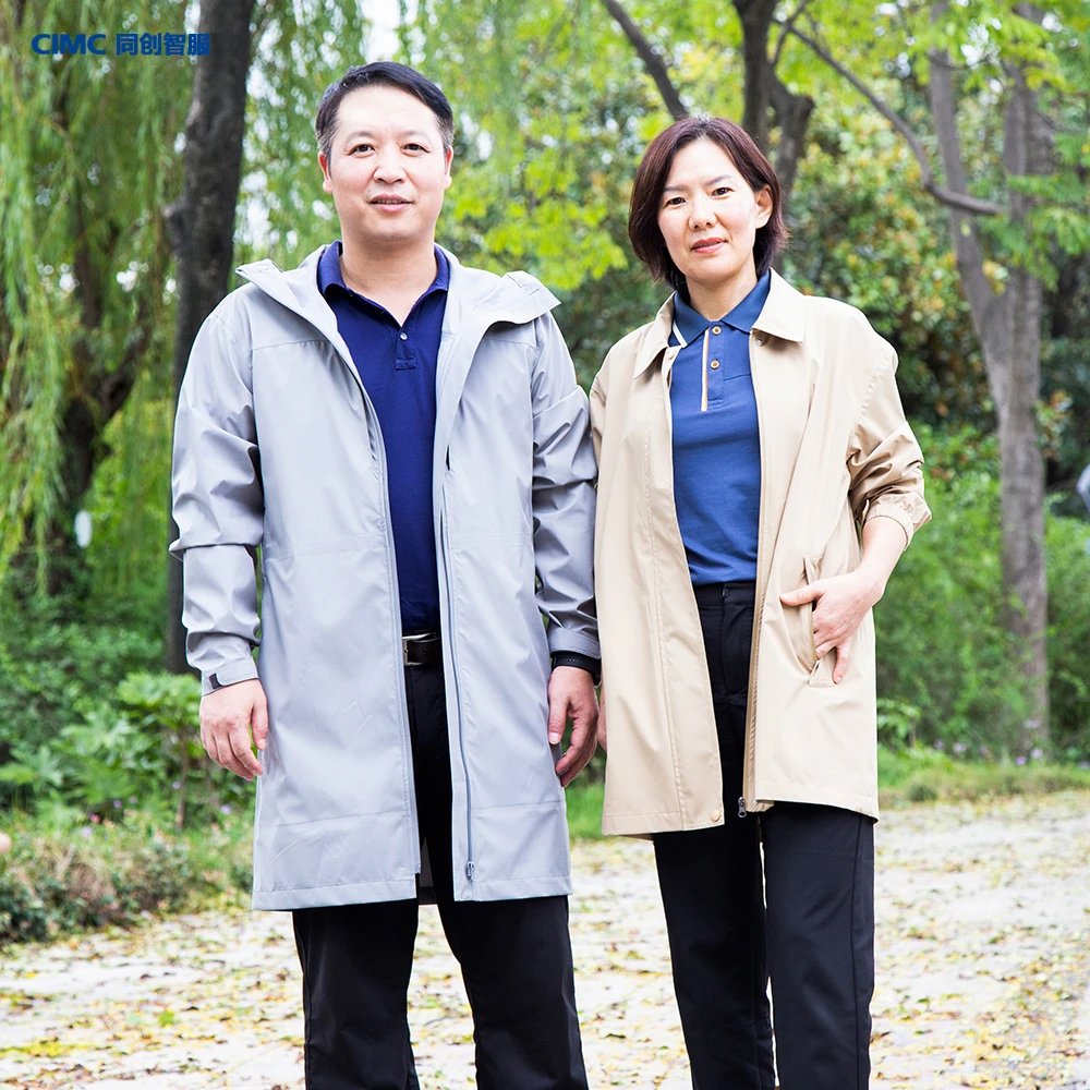 春秋季男士薄款中长款防风防水外套连帽风雨衣简约工装休闲风衣男