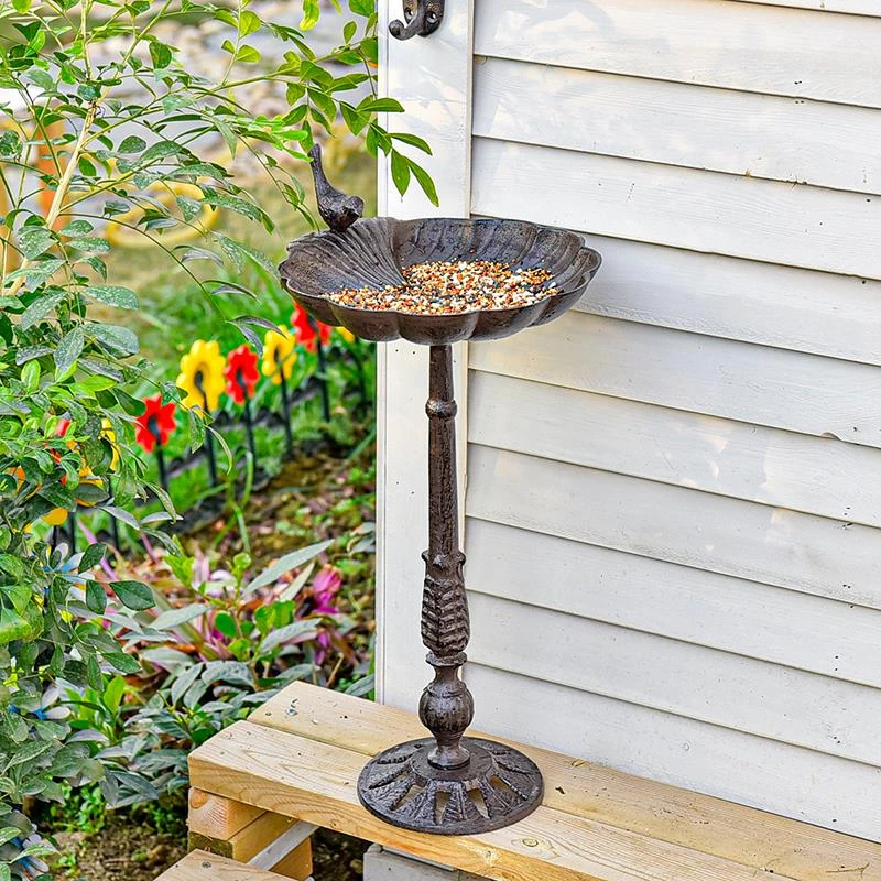 喂鸟器铸铁悬挂站立式鸟食器露台庭院户外阳台庭院装饰品