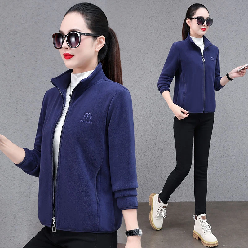 8083秋冬新款妈妈装拉链连帽卫衣加绒加厚保暖单外套女装运动服女