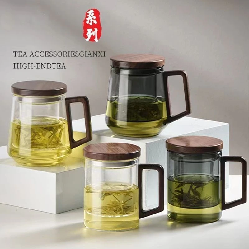 泡茶杯 玻璃过滤杯 主人杯透明办公杯加厚耐热简约喝水杯