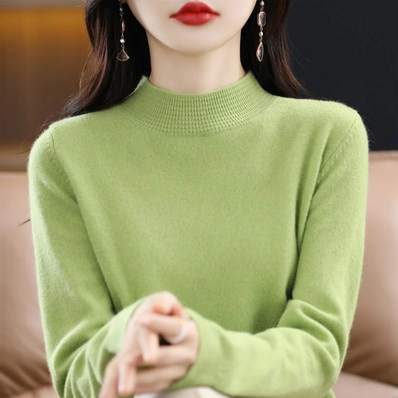 2024爆款 天鹅颈 提升品质感 100%羊毛 半高领弹力 羊毛衫