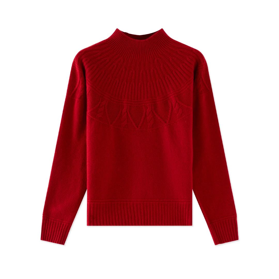 赛兔厚款100%绵羊毛休闲百搭时尚长袖半高领女羊毛衫202245048