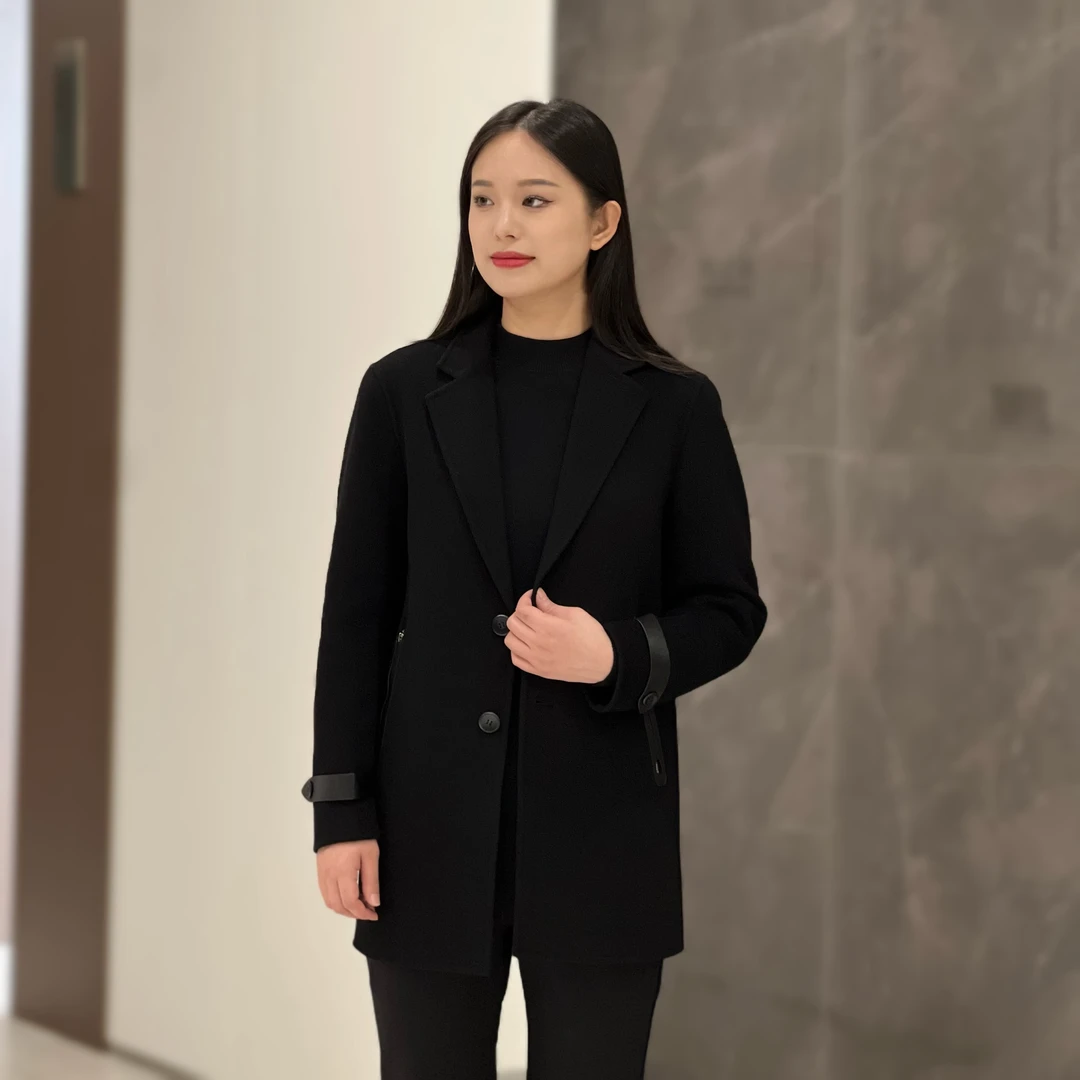 T&X/梯形男士冬季新款黑色气质双面风衣（羽绒内胆可拆卸）（0017）