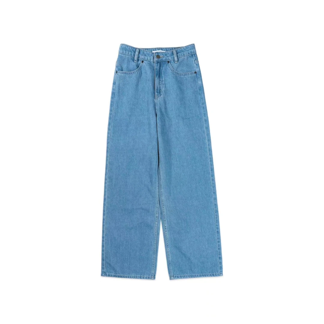 夏日新中式蓝色休闲极简风水洗春夏百搭牛仔裤