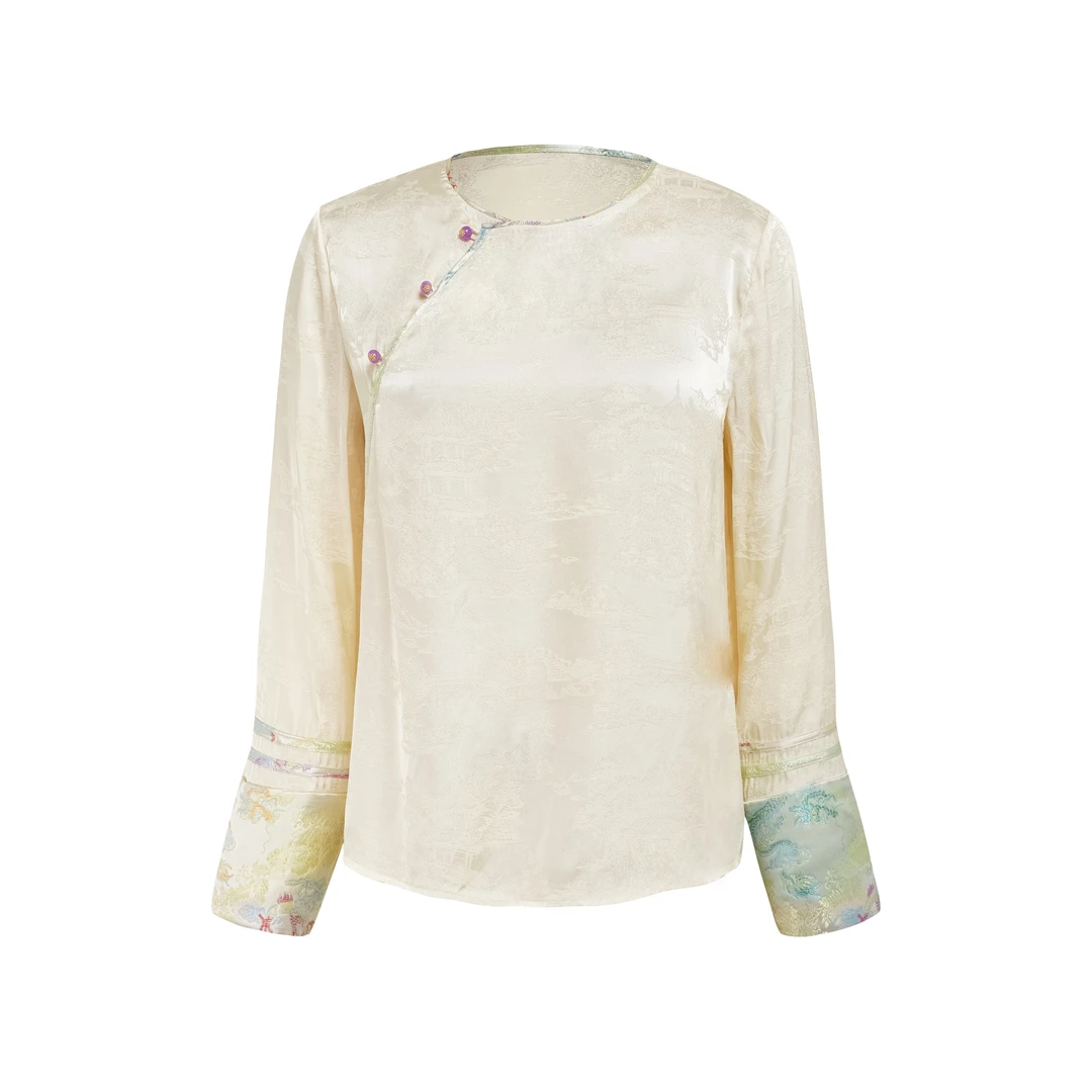 OMZO设计师品牌正品变色镭射拼接提花面料衬衫