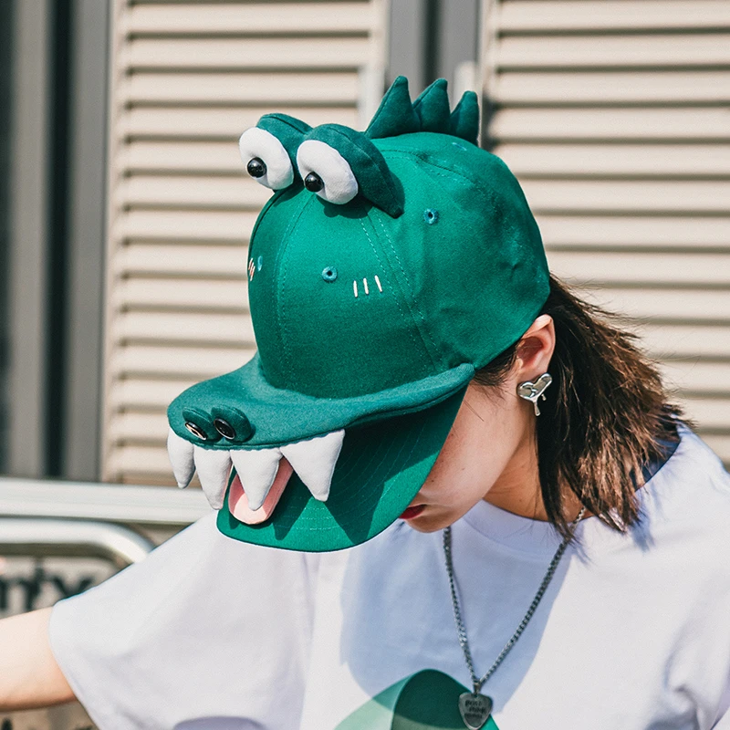 芽小七原创手作鳄鱼棒球帽情侣夏出游遮阳帽子圆顶宽檐