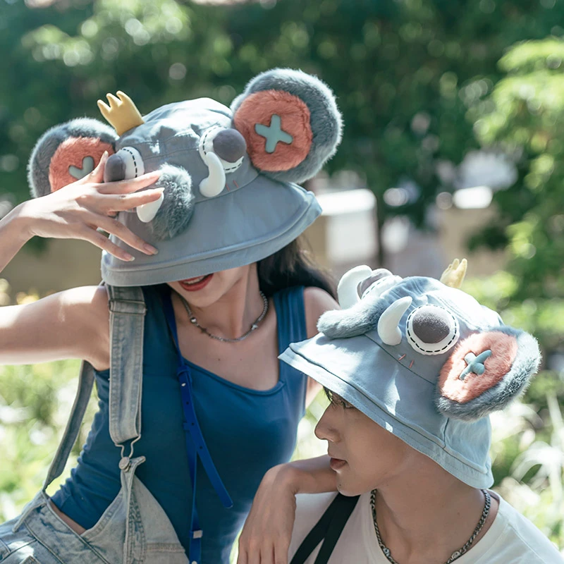 芽小七原创大象渔夫帽手工设计大帽檐盆帽遮阳帽防晒男女通用