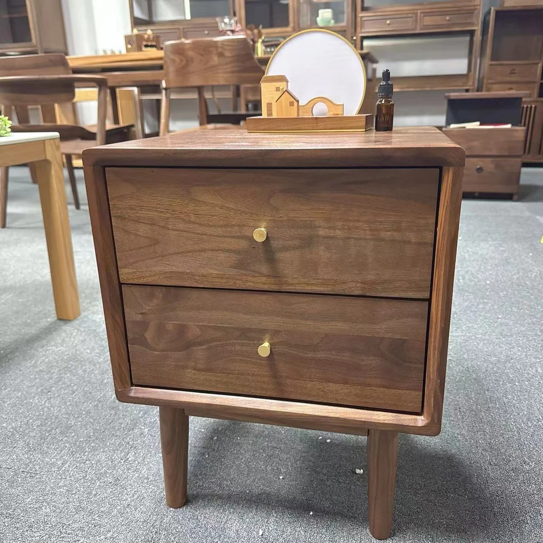 【孙氏家居】北美黑胡桃实木床头柜新中式收纳柜抽屉柜松弛感