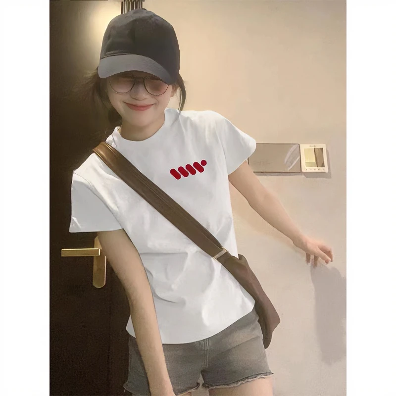 欧洲站白色纯棉设计感修身显瘦短袖T恤女2025年夏季新款纯棉上衣