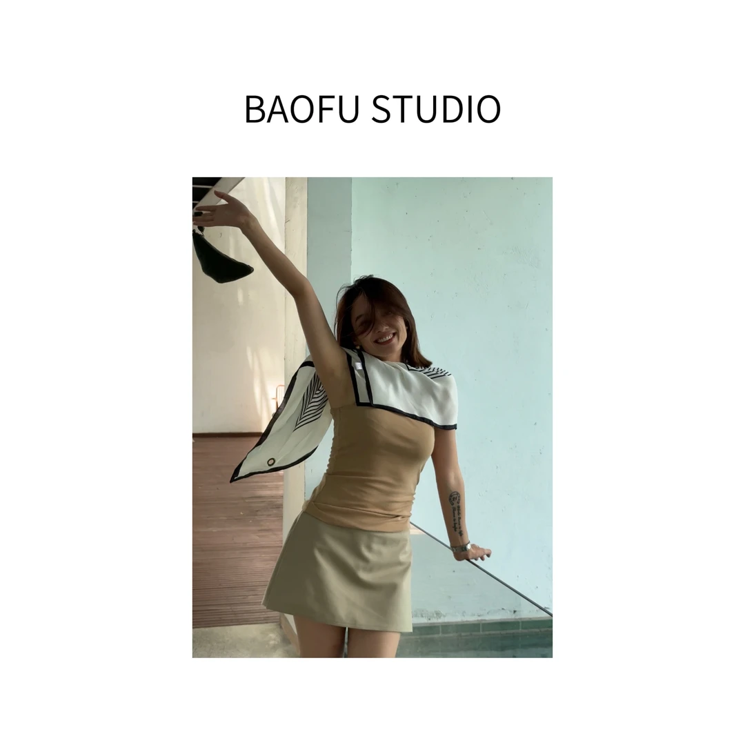 BAOFU studio｜简约穿搭裙裤侧拉链显瘦半裙早秋纯色女士气质短裙